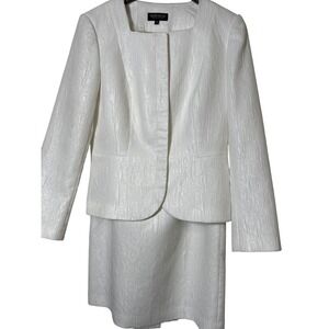 John Meyer of Norwich Ivory Jacquard Skirt Suit Sz10, Mother of Bride, church,